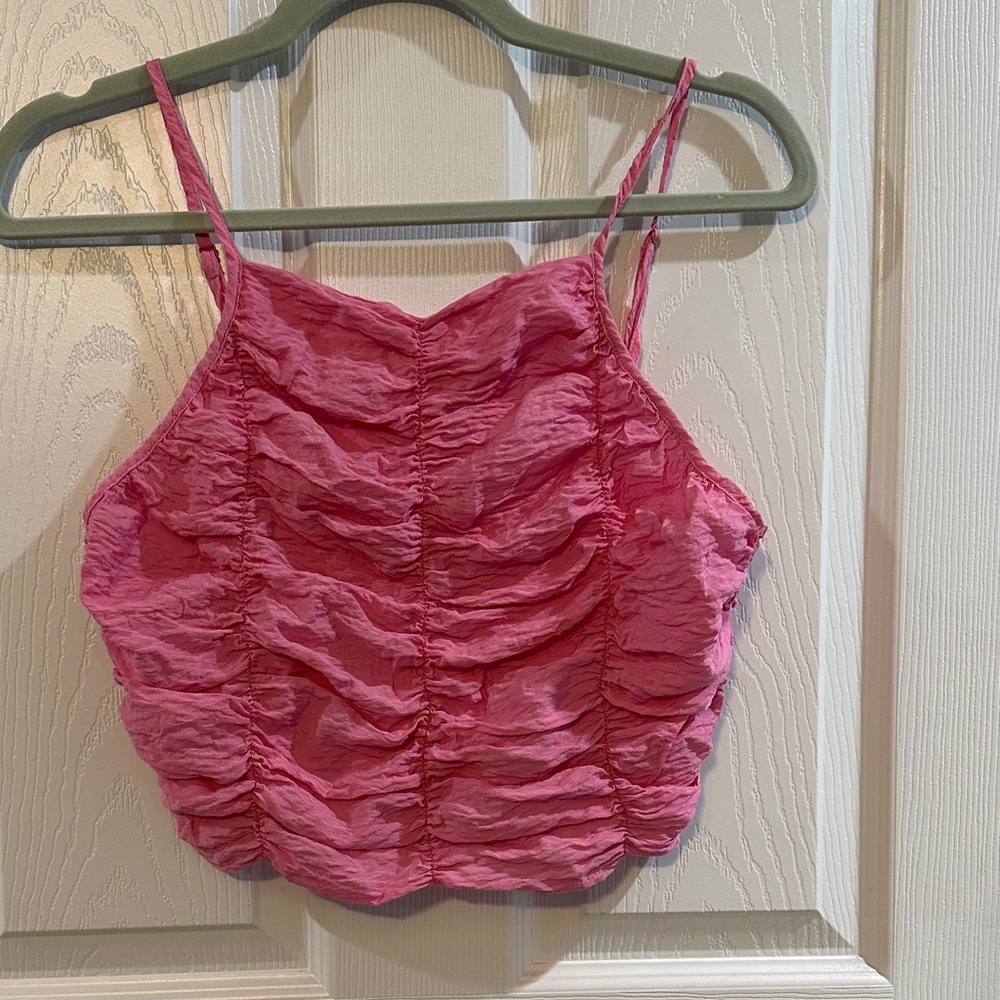 Zara Pink Ruched Crop Top